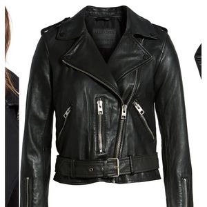 AllSaints Balfern Biker Leather Jacket Size:US 4